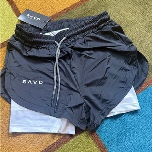 SAVD Black Athletic Running Shorts